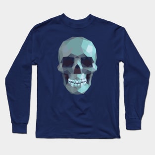 Turquoise Skull Low Poly Long Sleeve T-Shirt